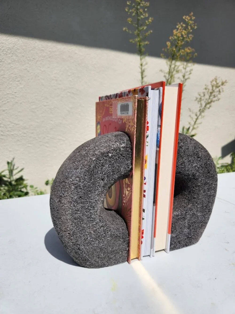 West Elm Lava Stone Bookends Book Ends Rock HEAVY Set of 2 Pair Minimalist